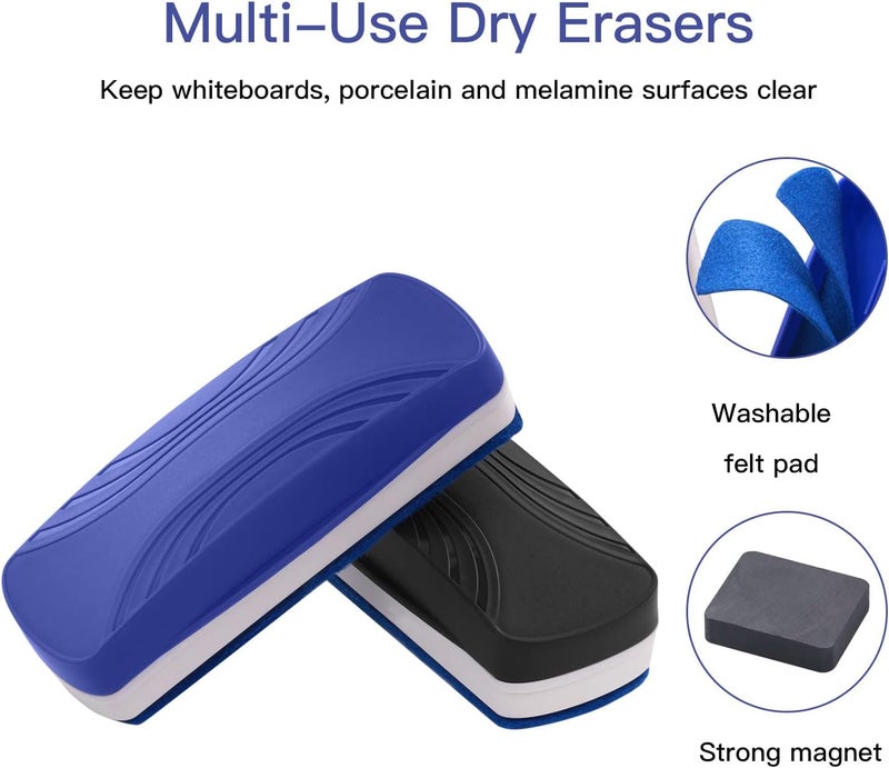 Ddaowanx Whiteboard Eraser, Magnetic Dry Erase Eraser, Glass Board Eraser,School and Office Supplies, Pack of 2 (Blue) - Image 3